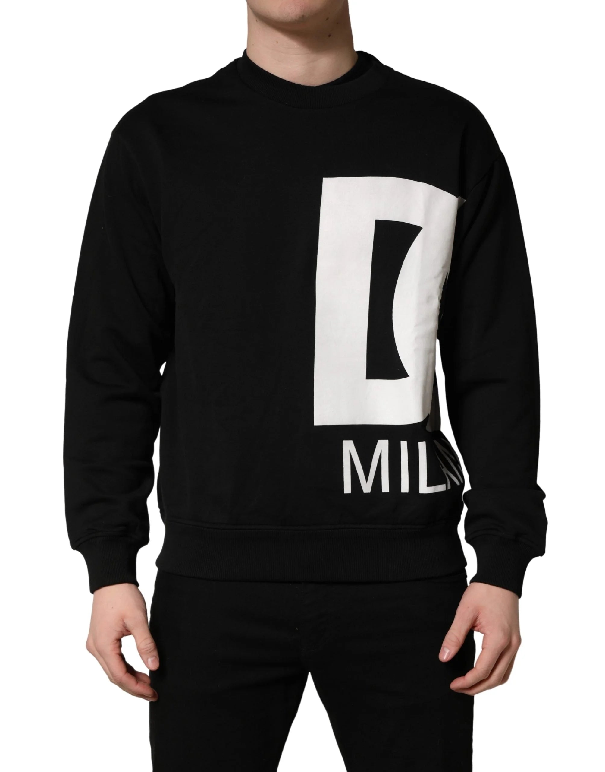 Dolce & Gabbana Black Logo Milano Cotton Sweatshirt Sweater - IT44 | XS