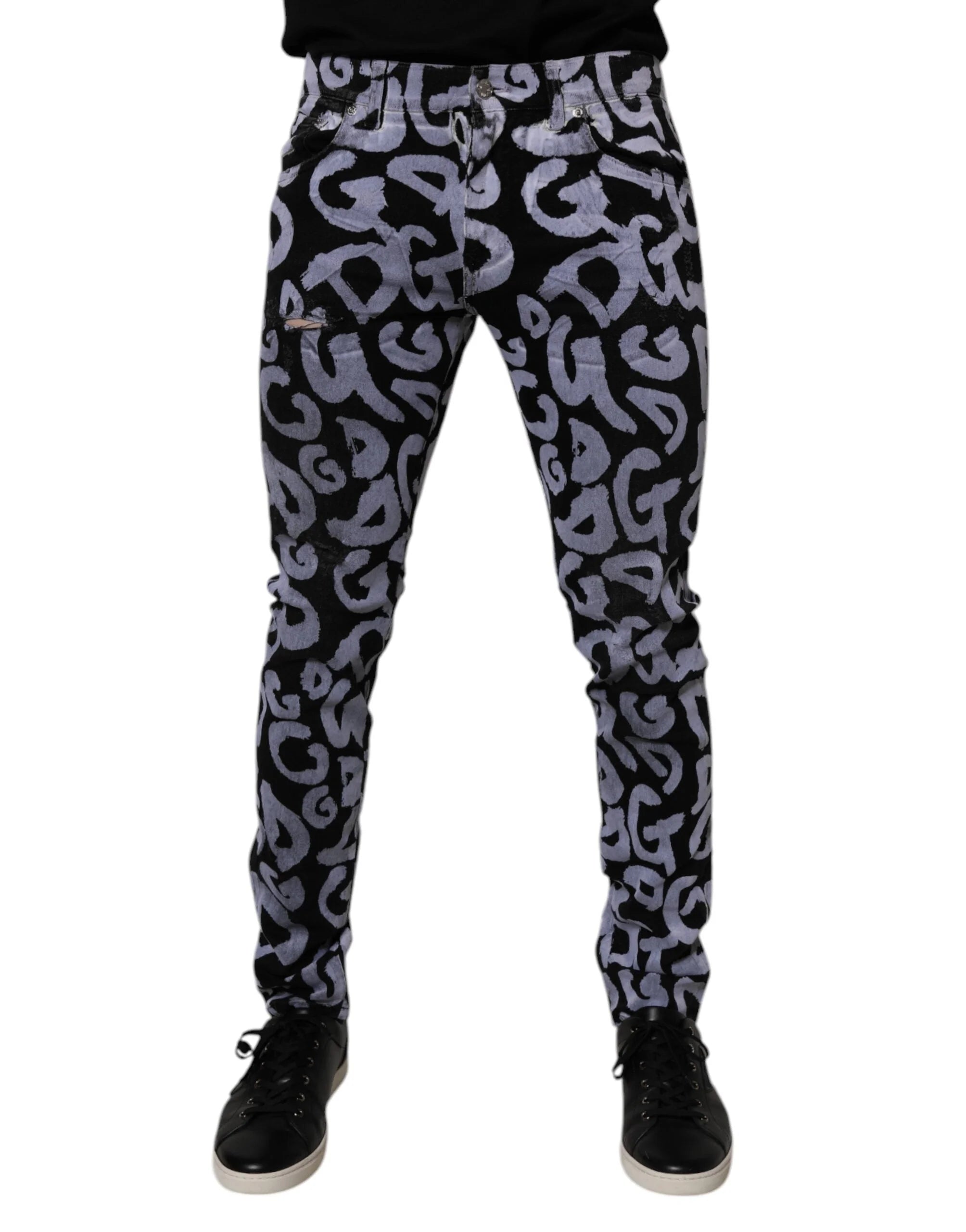 Dolce & Gabbana Black Logo Monogram Cotton Skinny Denim Jeans - IT48 | M - Jeans