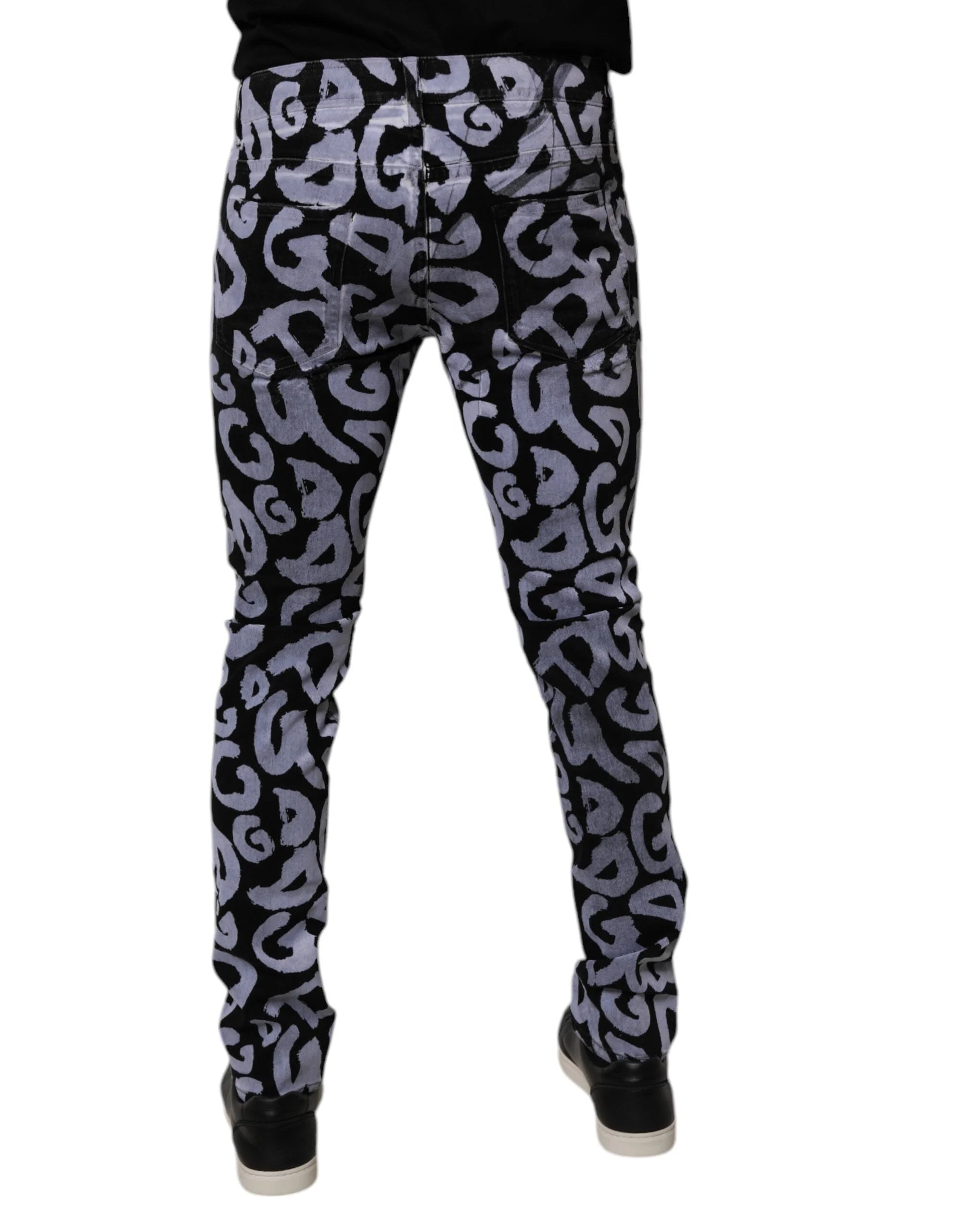 Dolce & Gabbana Black Logo Monogram Cotton Skinny Denim Jeans - IT48 | M