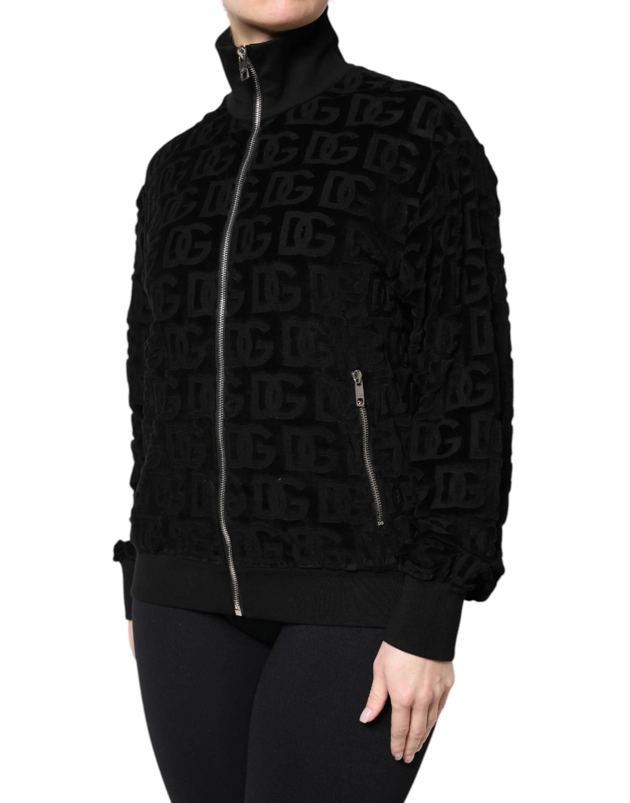 Dolce & Gabbana Black Logo Monogram Full Zip Bomber Jacket - IT40|S - Bomber Jackets