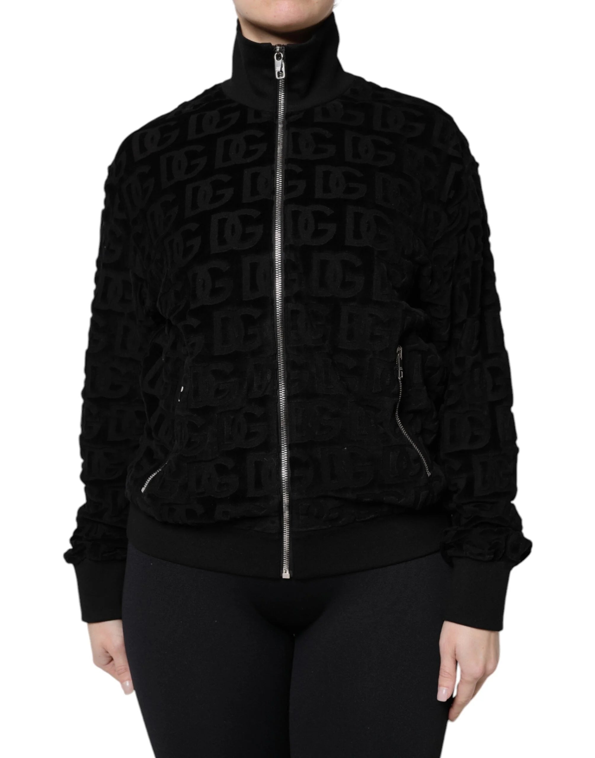 Dolce & Gabbana Black Logo Monogram Full Zip Bomber Jacket - IT40|S - Bomber Jackets