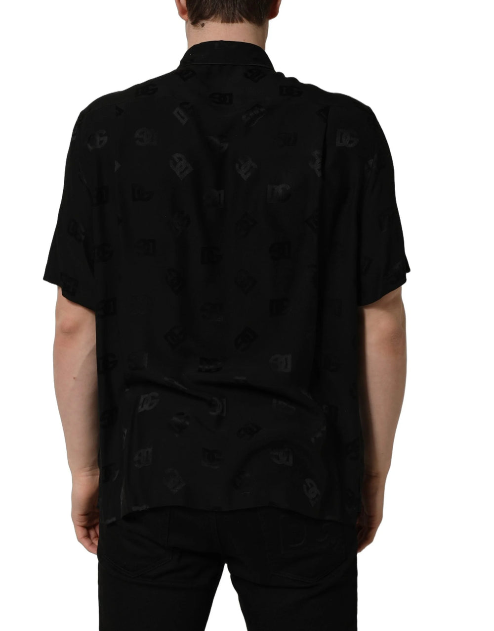 Dolce & Gabbana Black Logo Monogram Short Sleeves Men Shirt - IT41 | L