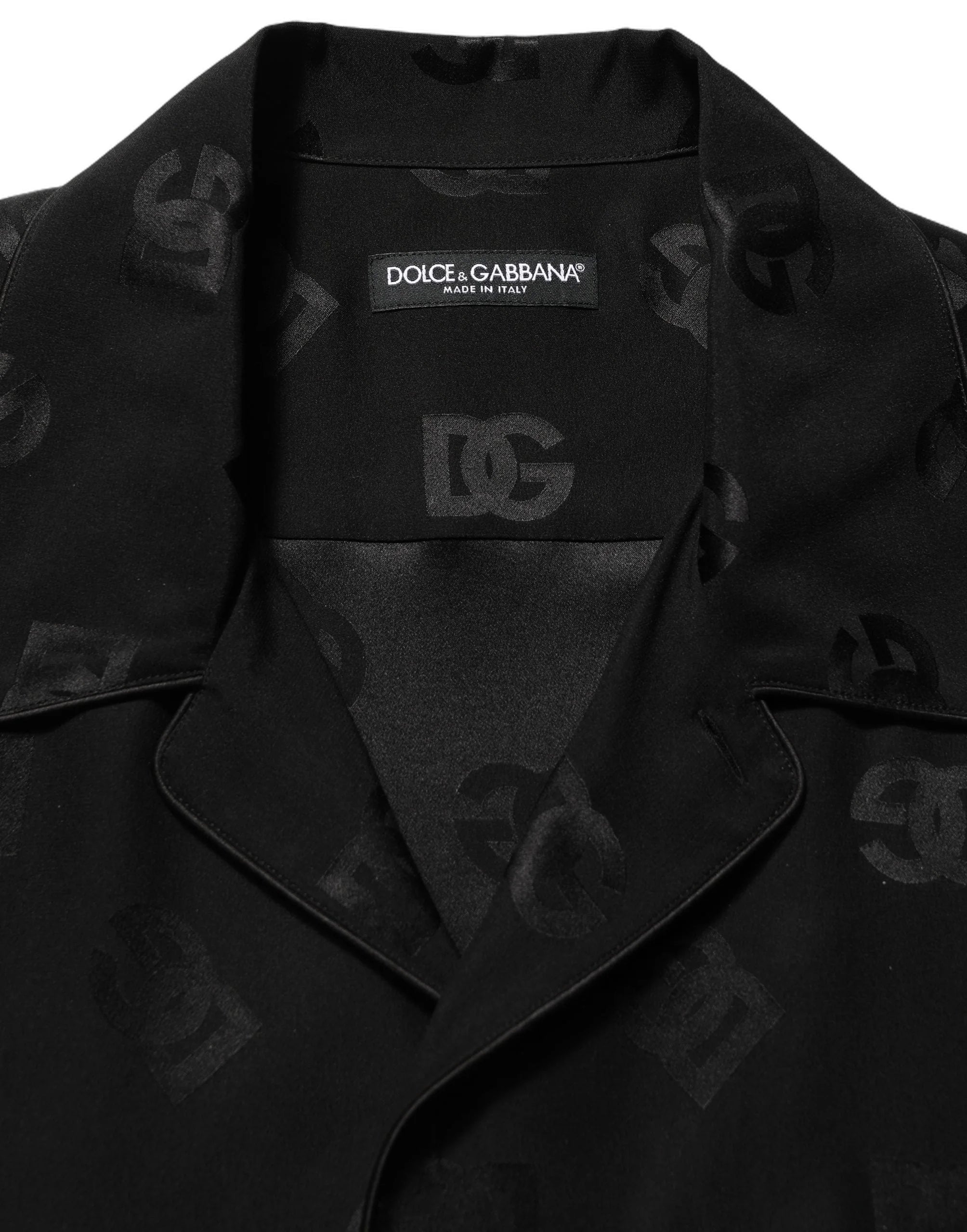 Dolce & Gabbana Black Logo Monogram Short Sleeves Men Shirt - IT41 | L