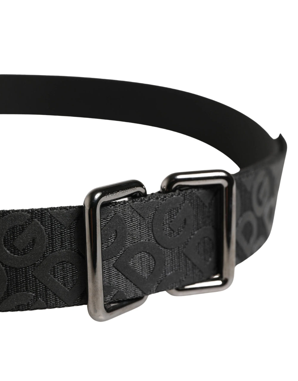 Dolce & Gabbana Black Logo Monogram Silver Metal Buckle Belt