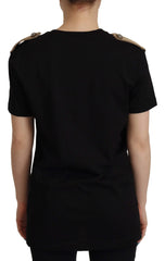 Dolce & Gabbana Black Logo Motive Crewneck Cotton T-shirt - T-Shirts
