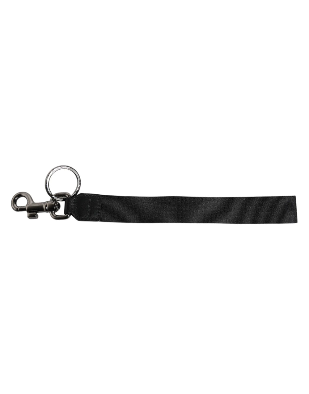 Dolce & Gabbana Black Logo Nylon Silver Brass Men Holder Keychain Keyring - Keychains