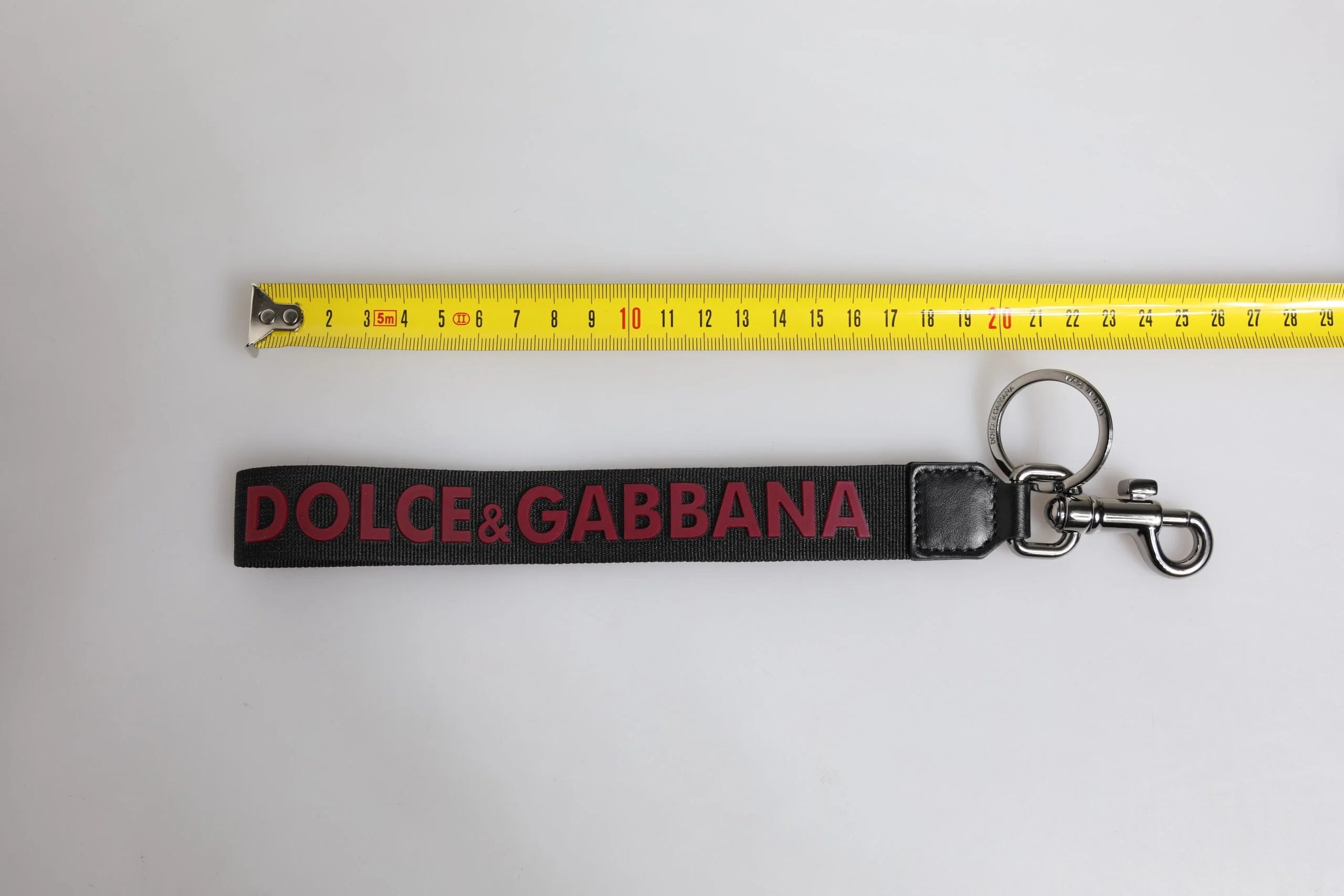 Dolce & Gabbana Black Logo Nylon Silver Brass Men Holder Keychain Keyring - Keychains