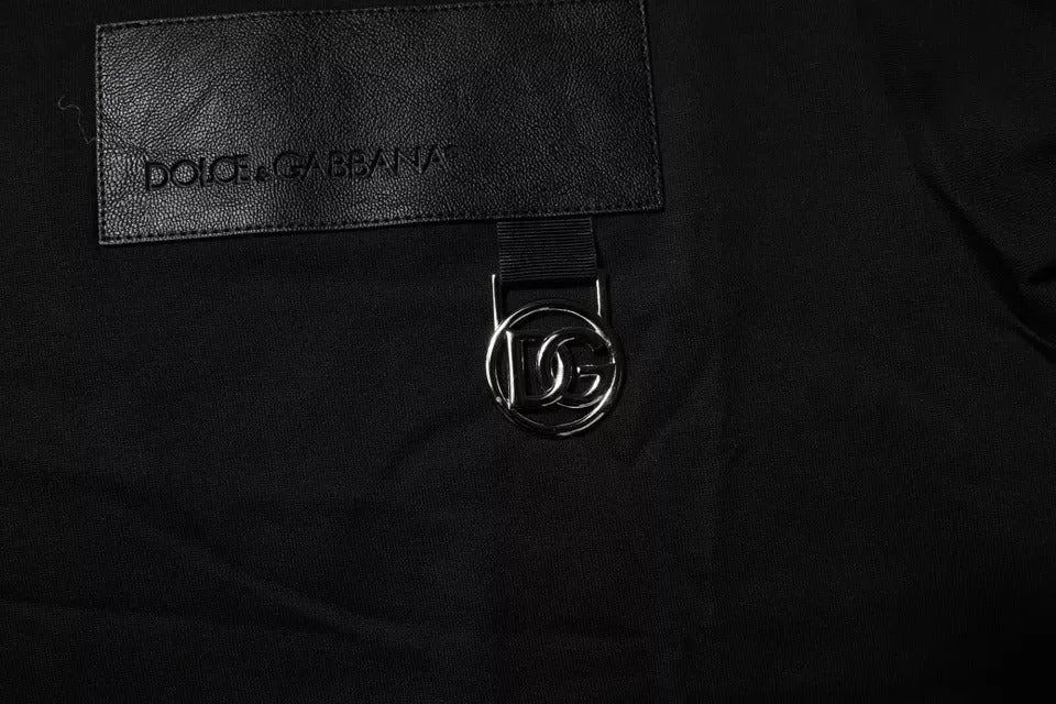 Dolce & Gabbana Black Logo Patch Cotton Crew Neck T-shirt - T-Shirts