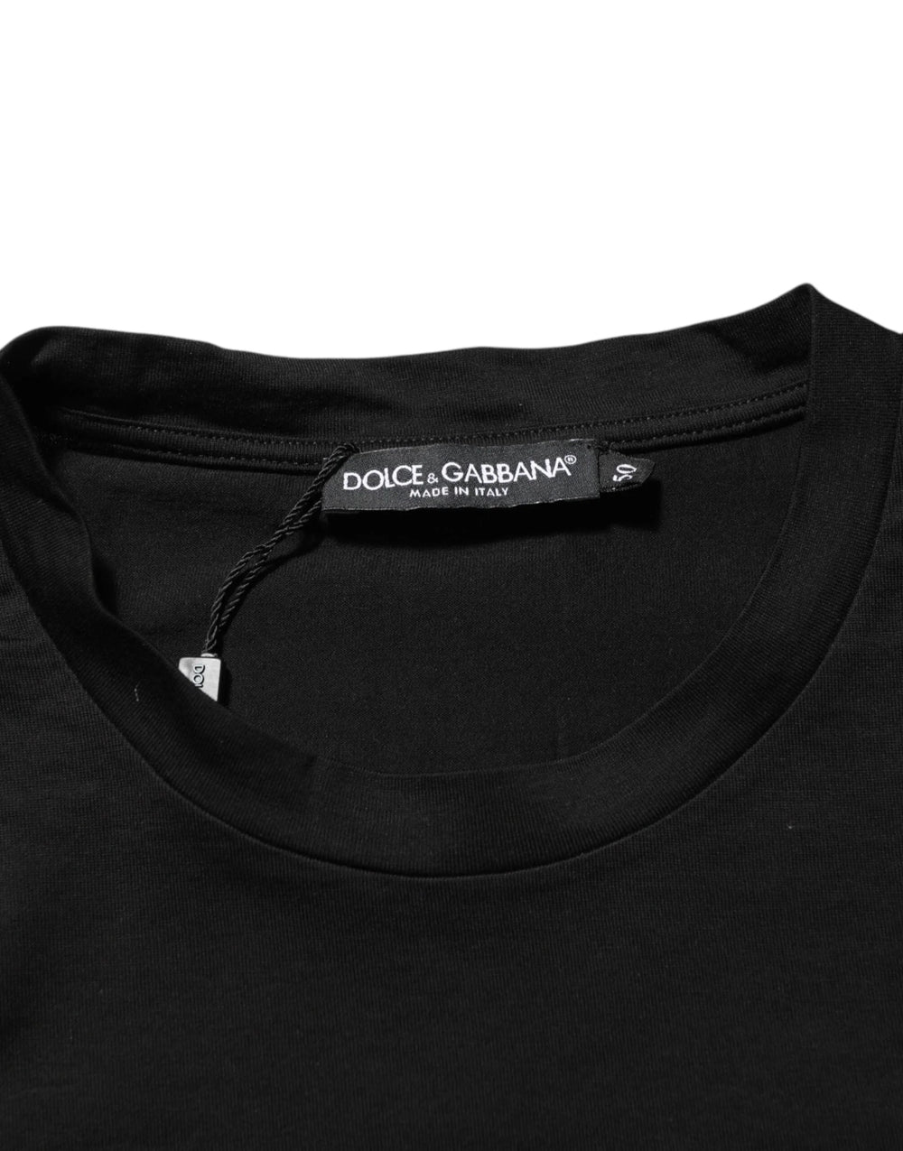 Dolce & Gabbana Black Logo Patch Cotton Men Crew Neck T-shirt - T-Shirts