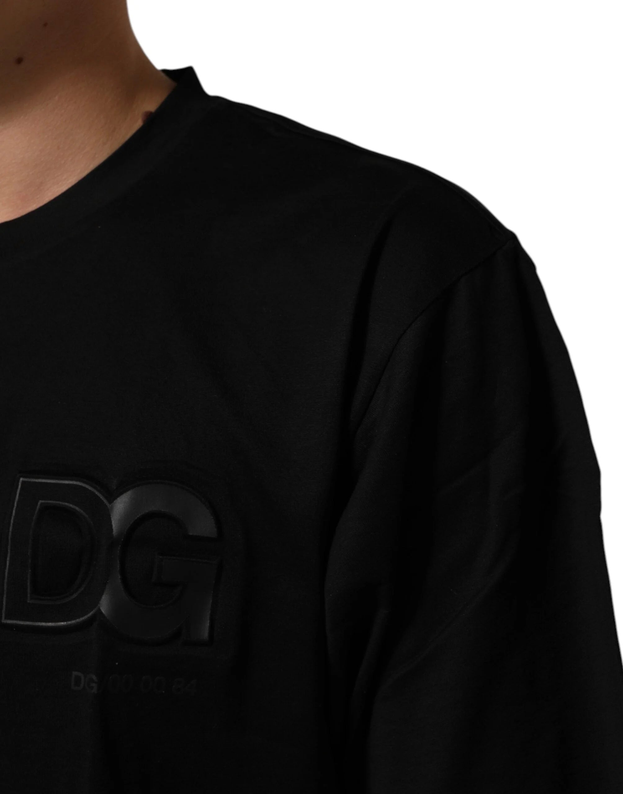 Dolce & Gabbana Black Logo Patch Cotton Men Crew Neck T-shirt - T-Shirts