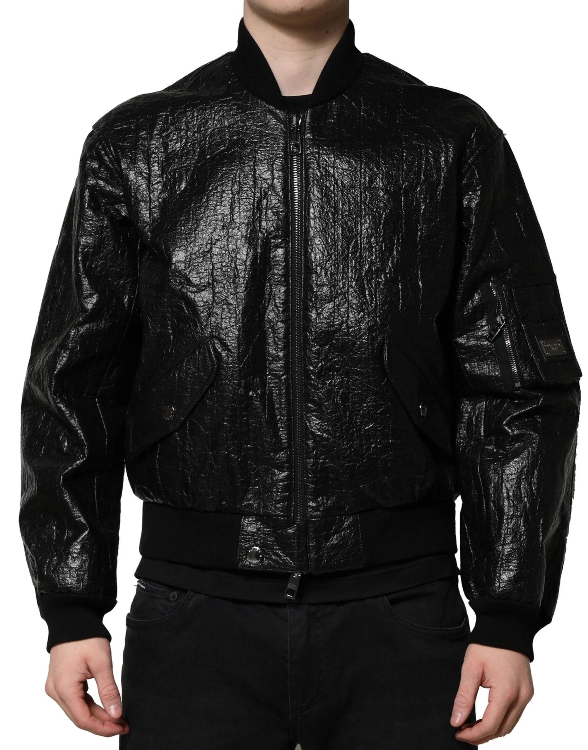 Dolce & Gabbana Black Logo Plaque Bomber Full Zipper Jacket - IT46 | S - Bomber Jackets