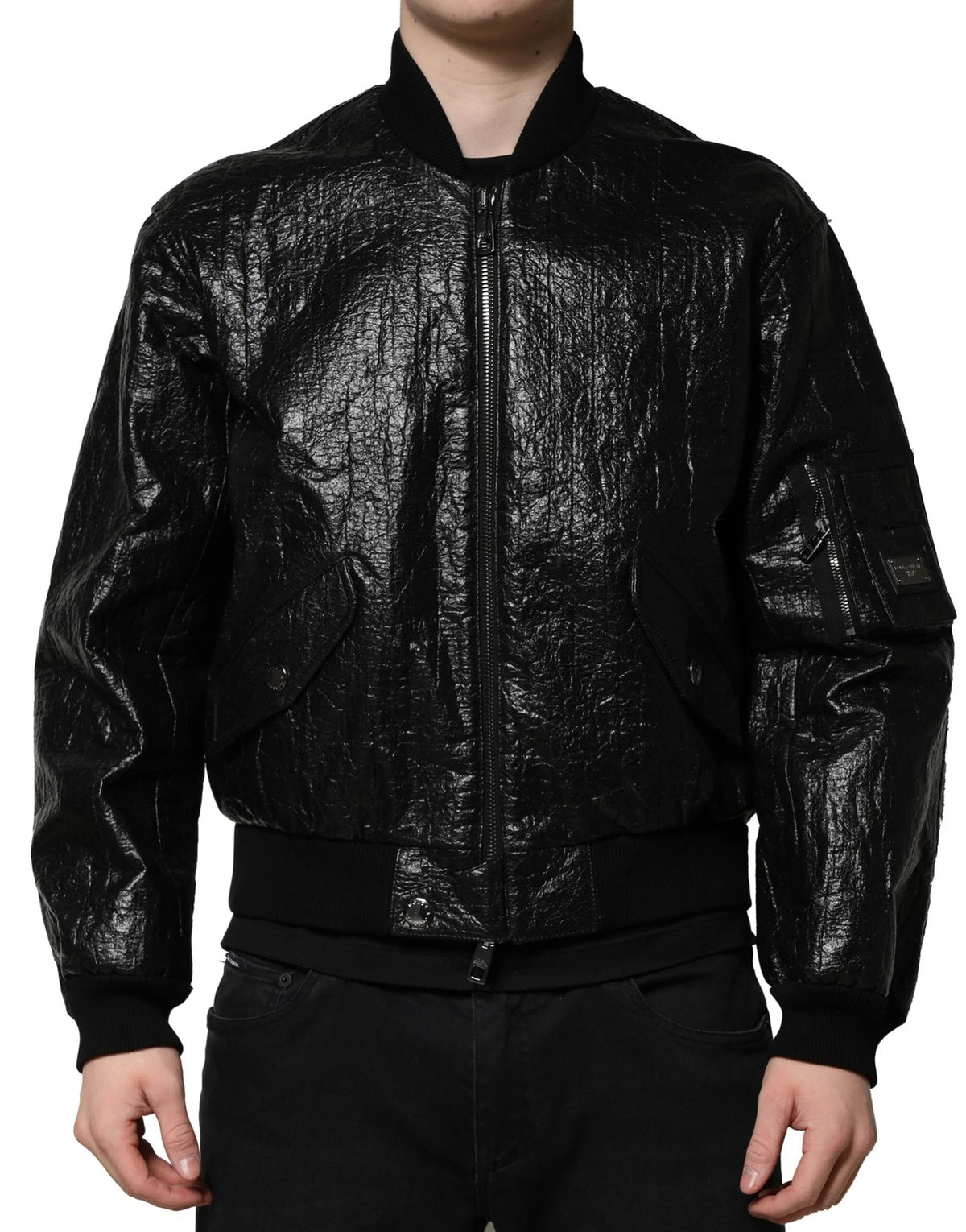 Dolce & Gabbana Black Logo Plaque Bomber Full Zipper Jacket - IT46 | S - Bomber Jackets