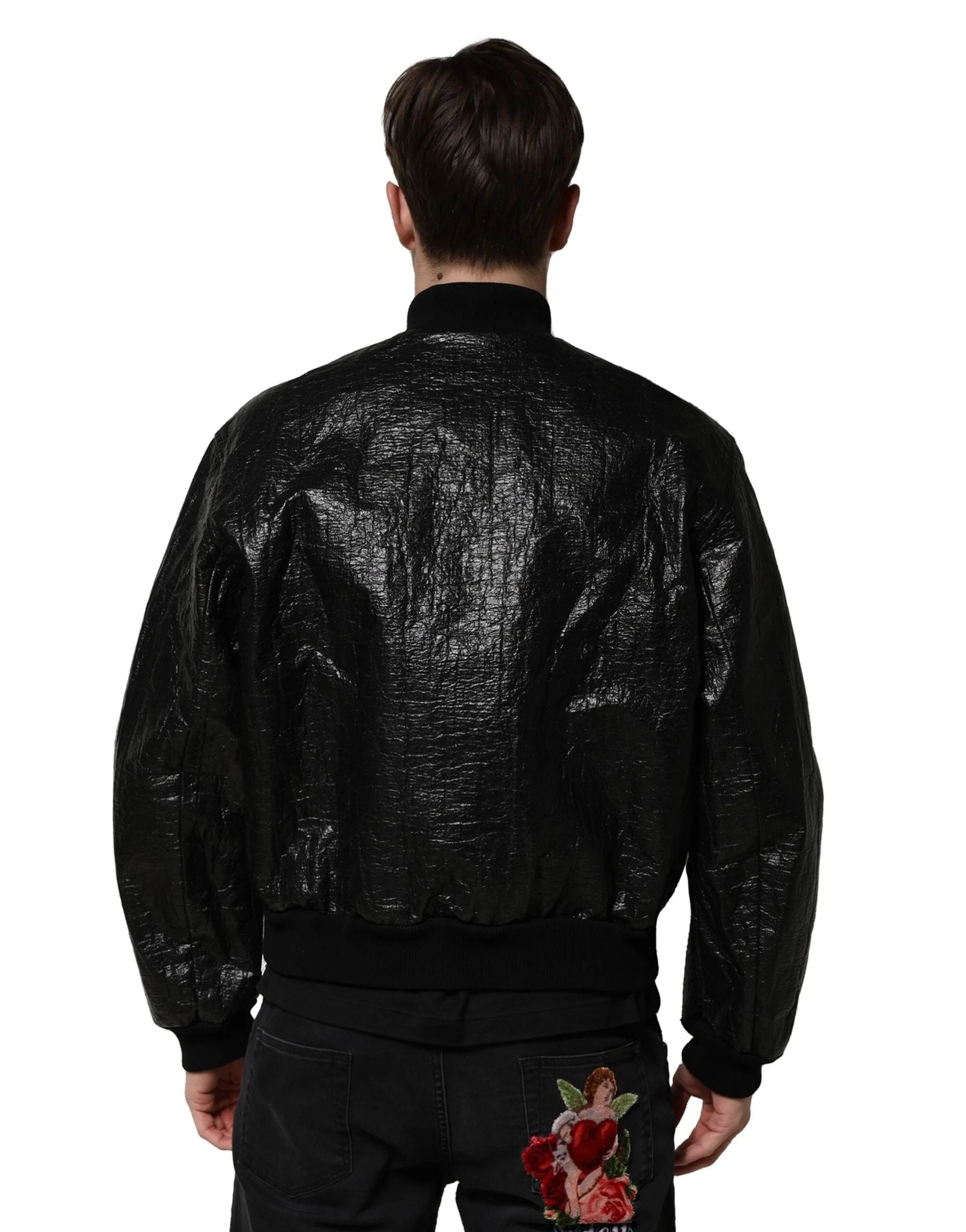 Dolce & Gabbana Black Logo Plaque Bomber Full Zipper Jacket - IT46 | S - Bomber Jackets