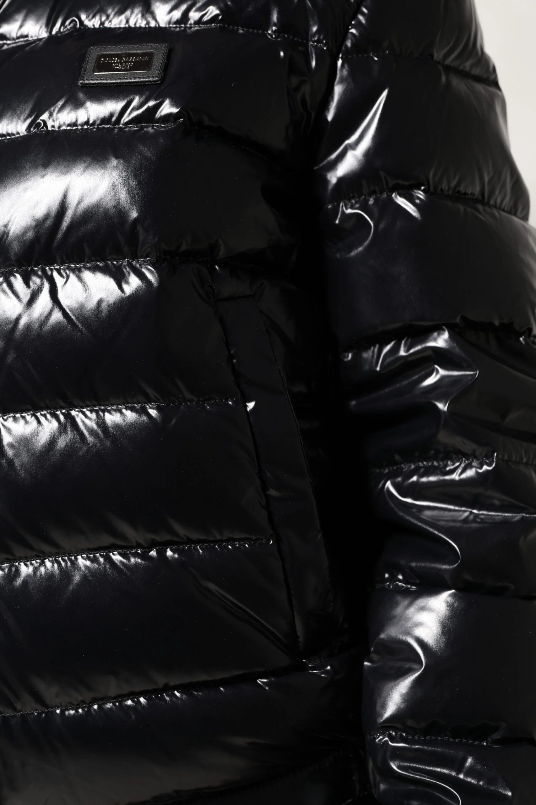 Dolce & Gabbana Black Logo Plaque Full Zip Puffer Jacket - Puffer Jackets