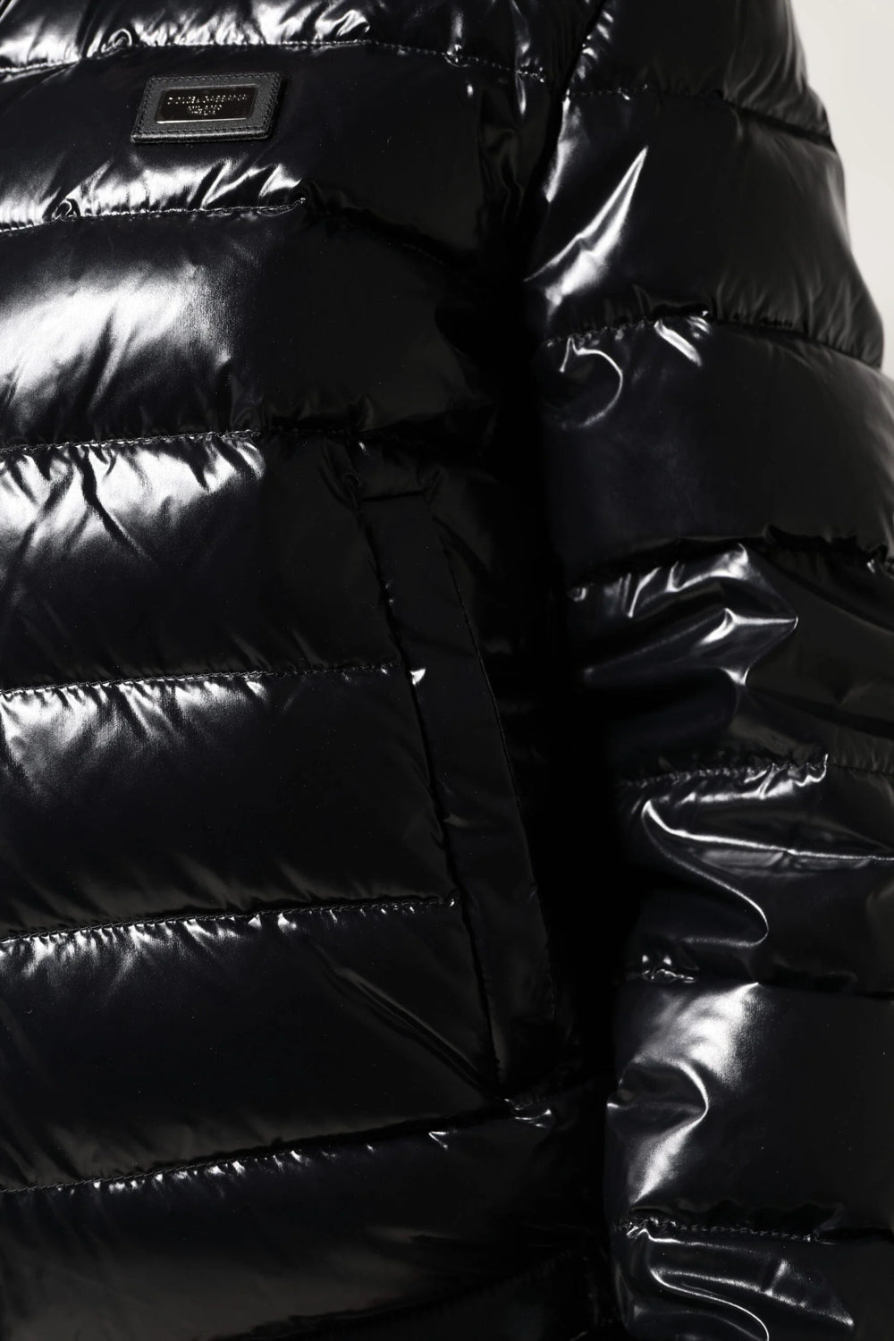 Dolce & Gabbana Black Logo Plaque Full Zip Puffer Jacket - Puffer Jackets