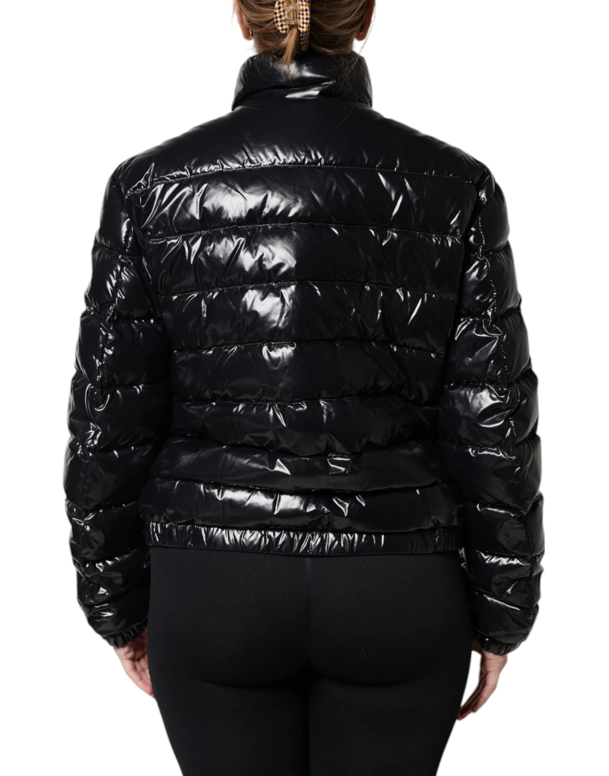 Dolce & Gabbana Black Logo Plaque Full Zip Puffer Jacket - Puffer Jackets