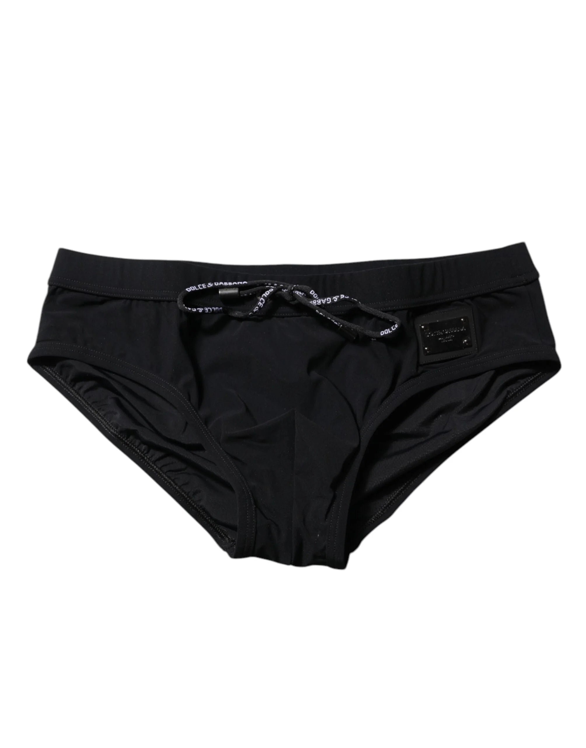Dolce & Gabbana Black Logo Plaque Men Beachwear Brief Swimwear - IT4 | S - Swim Briefs