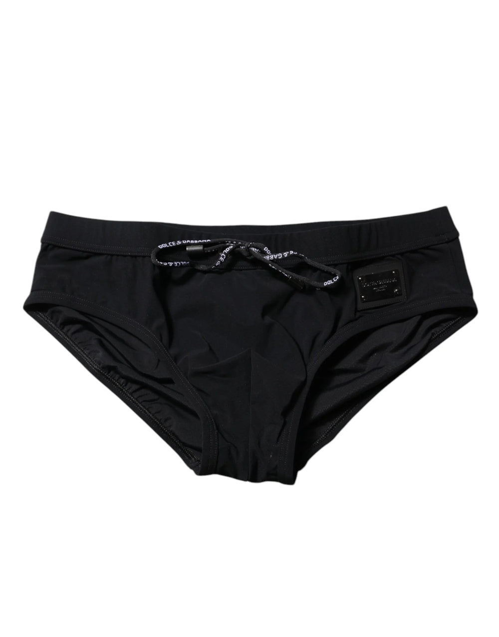Dolce & Gabbana Black Logo Plaque Men Beachwear Brief Swimwear - IT4 | S - Swim Briefs