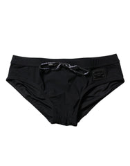 Dolce & Gabbana Black Logo Plaque Men Beachwear Brief Swimwear - IT4 | S - Swim Briefs