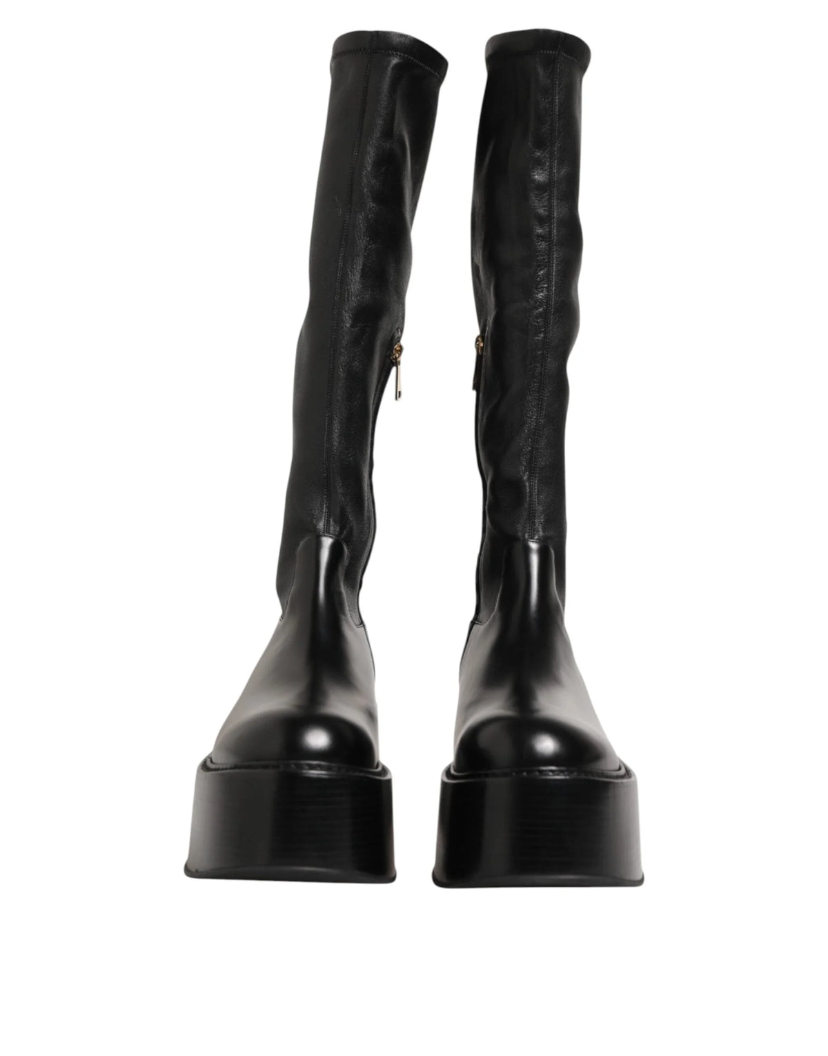 Dolce & Gabbana Black Logo Plaque Over The Calf Boots Shoes - EU44/US11