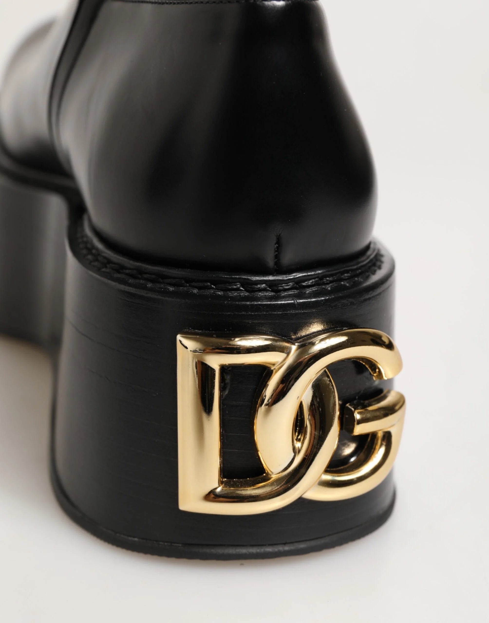 Dolce & Gabbana Black Logo Plaque Over The Calf Boots Shoes - EU44/US11
