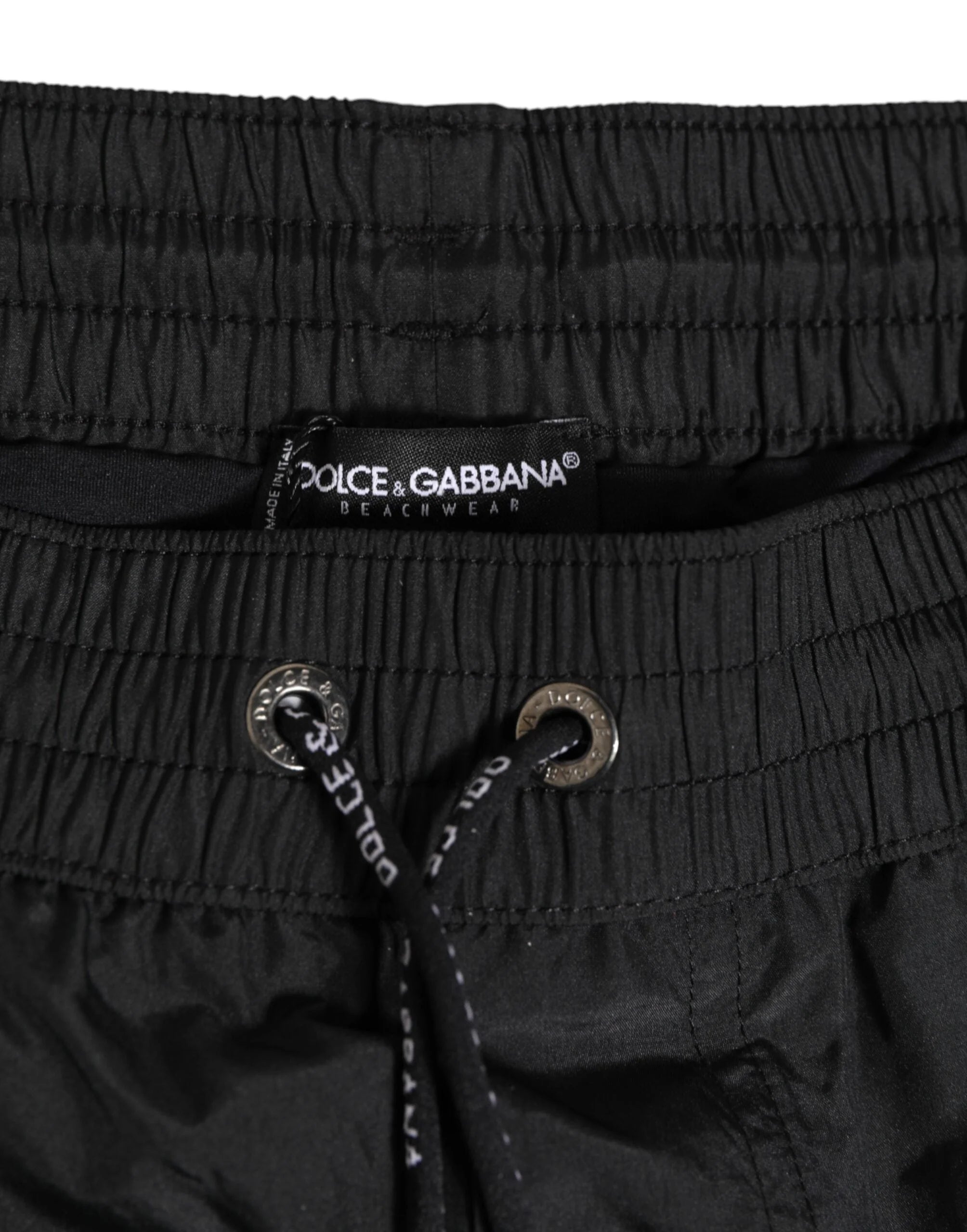 Dolce & Gabbana Black Logo Polyester Beachwear Shorts Swimwear - IT7 | XL