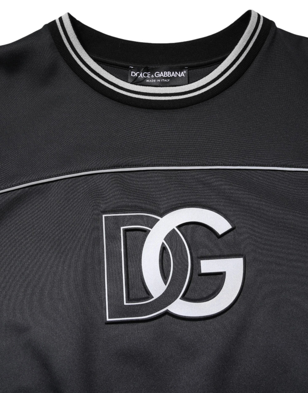 Dolce & Gabbana Black Logo Polyester Crew Neck Men Pullover Sweater - IT54 | XL - Sweaters