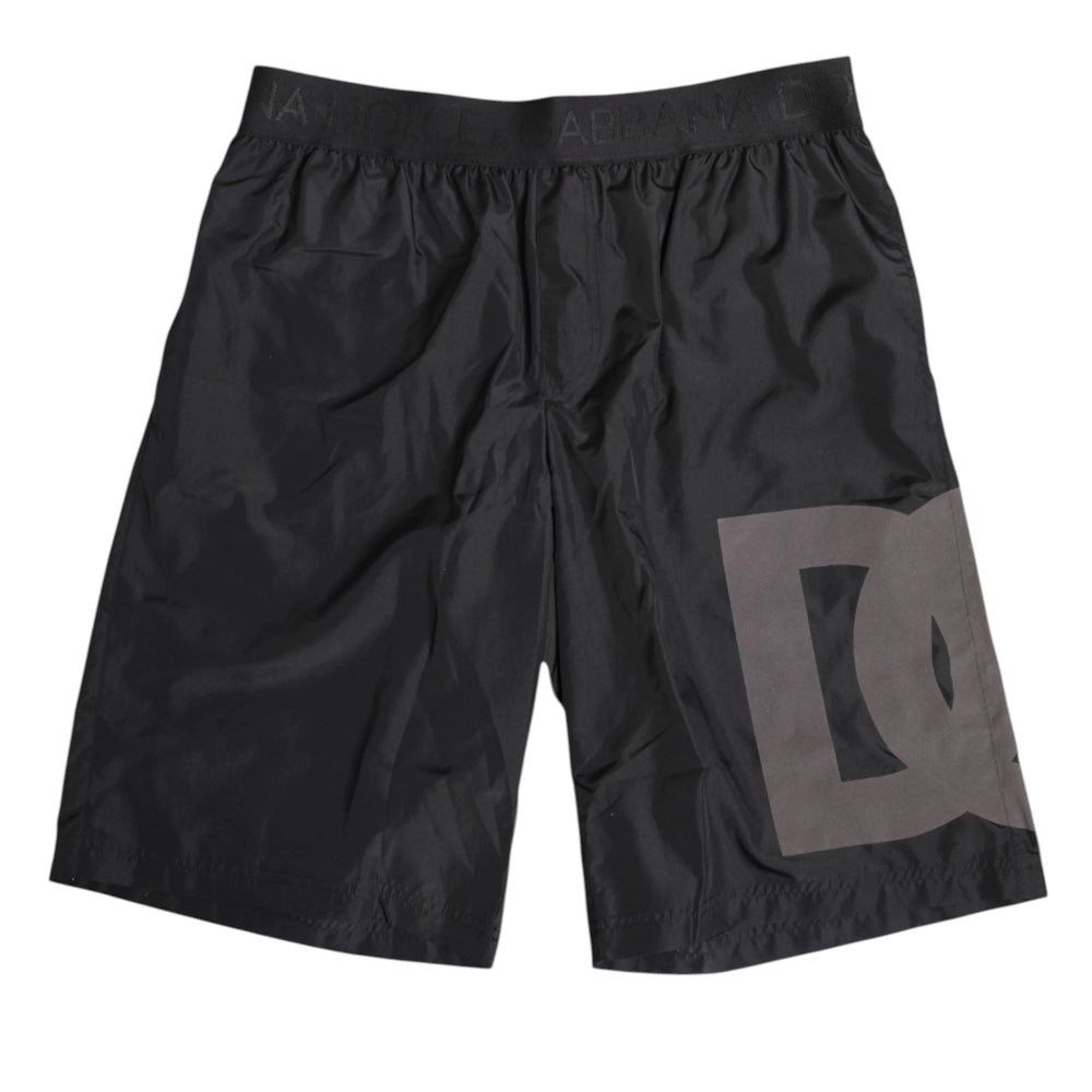 Dolce & Gabbana Black Logo Print Beachwear Men Shorts Swimwear - IT4 | S - Swim Boxers