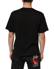 Dolce & Gabbana Black Logo Print Cotton Crew Neck T-shirt - IT44 | XS