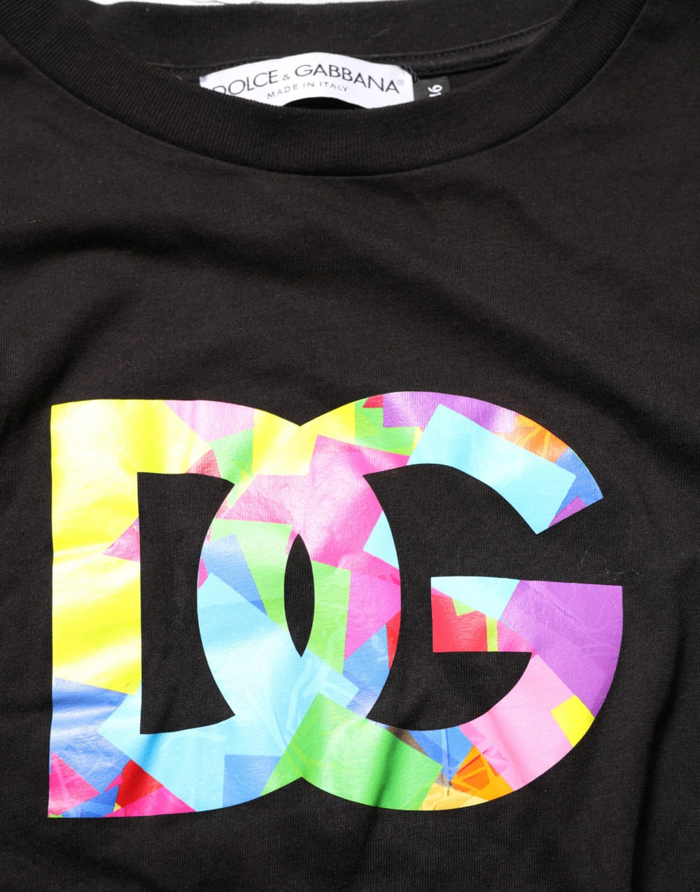 Dolce & Gabbana Black Logo Print Cotton Crew Neck T-shirt - IT44 | XS
