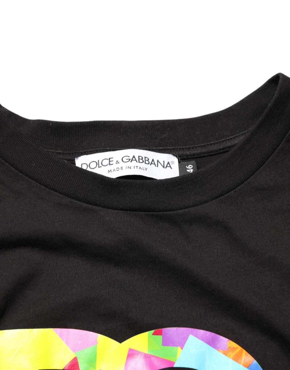 Dolce & Gabbana Black Logo Print Cotton Crew Neck T-shirt - IT44 | XS