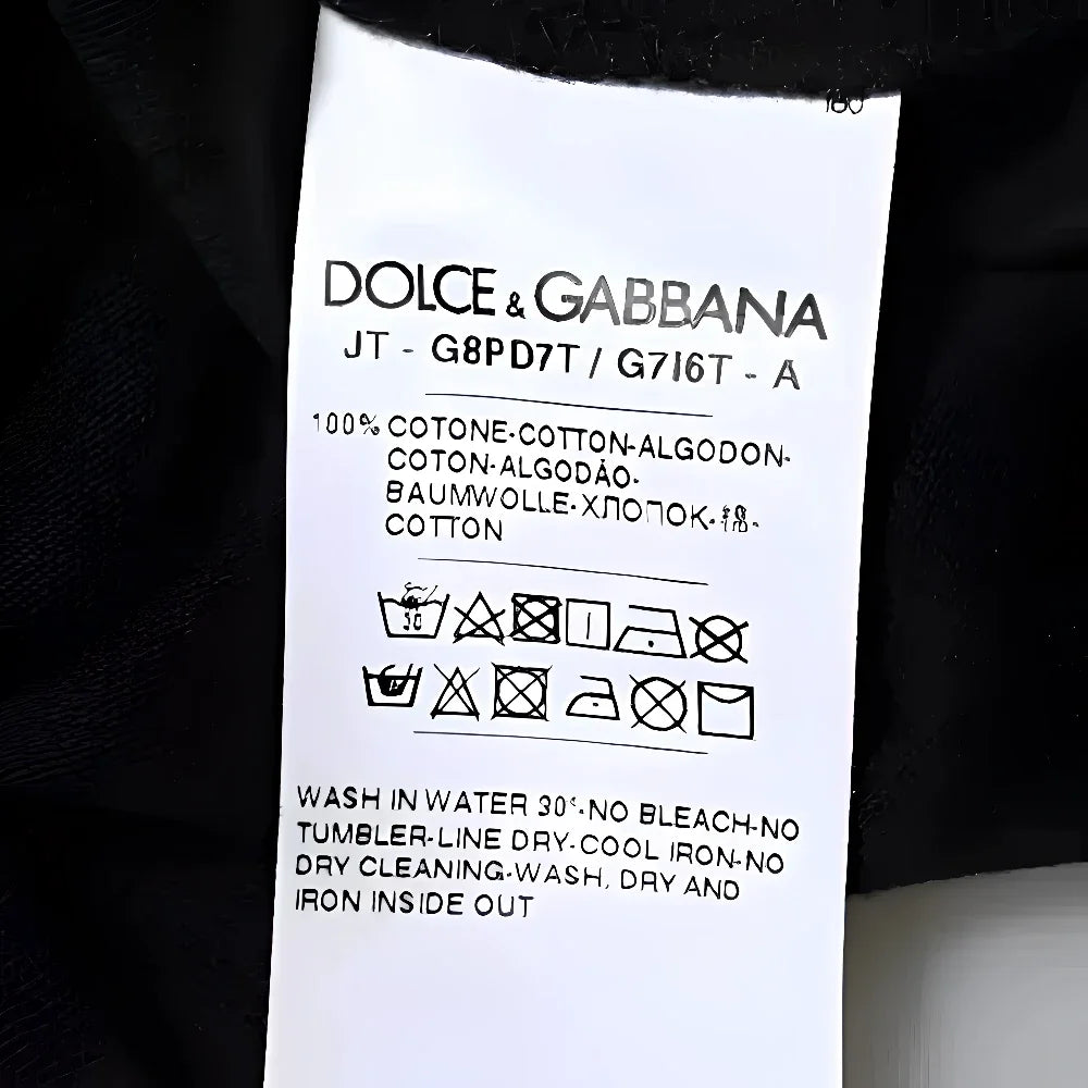 Dolce & Gabbana Black Logo Print Cotton Crew Neck T-shirt - IT46 | S - T-Shirts