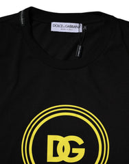 Dolce & Gabbana Black Logo Print Cotton Crew Neck T-shirt - IT46 | S - T-Shirts