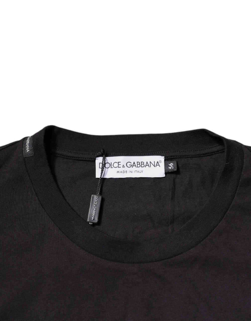 Dolce & Gabbana Black Logo Print Cotton Crew Neck T-shirt - IT56 | XXL - T-Shirts