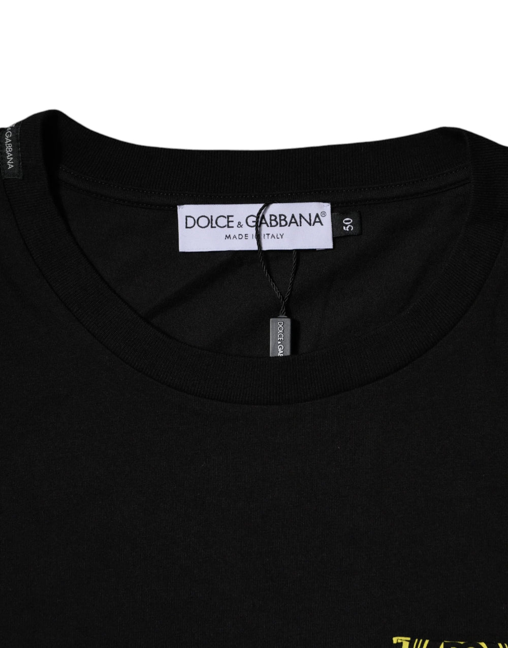 Dolce & Gabbana Black Logo Print Cotton Short Sleeve T-shirt - IT52 | XL - T-Shirts