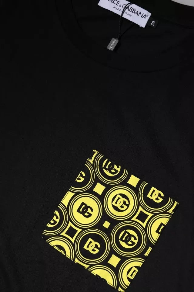 Dolce & Gabbana Black Logo Print Cotton Short Sleeve T-shirt - IT52 | XL - T-Shirts