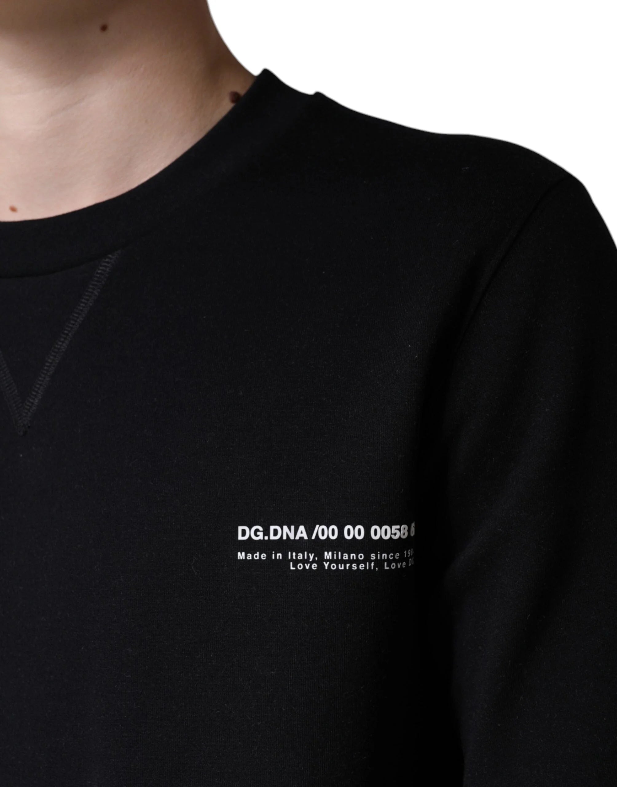 Dolce & Gabbana Black Logo Print CrewNeck Sweatshirt Sweater - IT46 | S - Sweatshirts