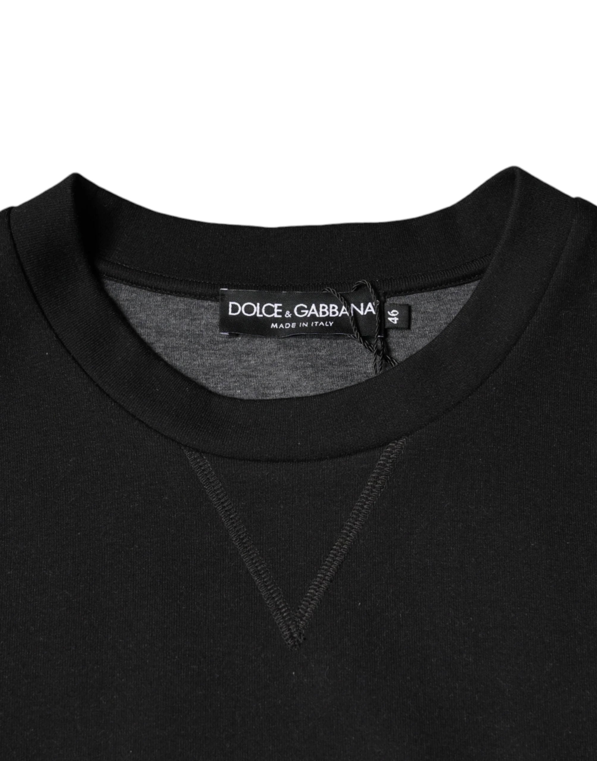 Dolce & Gabbana Black Logo Print CrewNeck Sweatshirt Sweater - IT46 | S - Sweatshirts