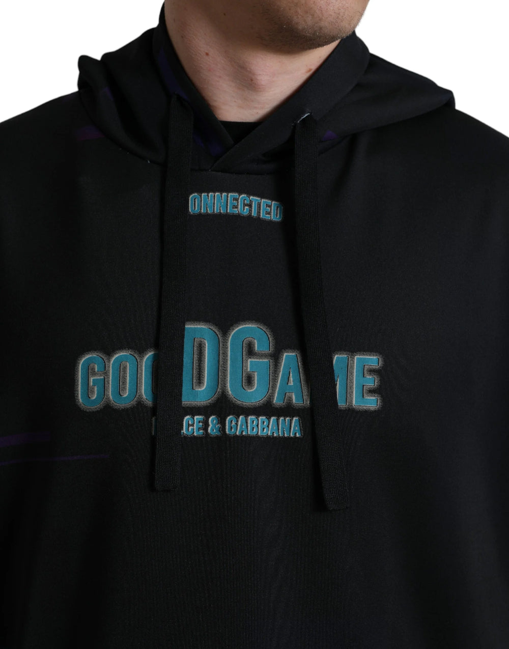Dolce & Gabbana Black Logo Print Hooded Sweatshirt Sweater - IT58 | XXL - Hoodies