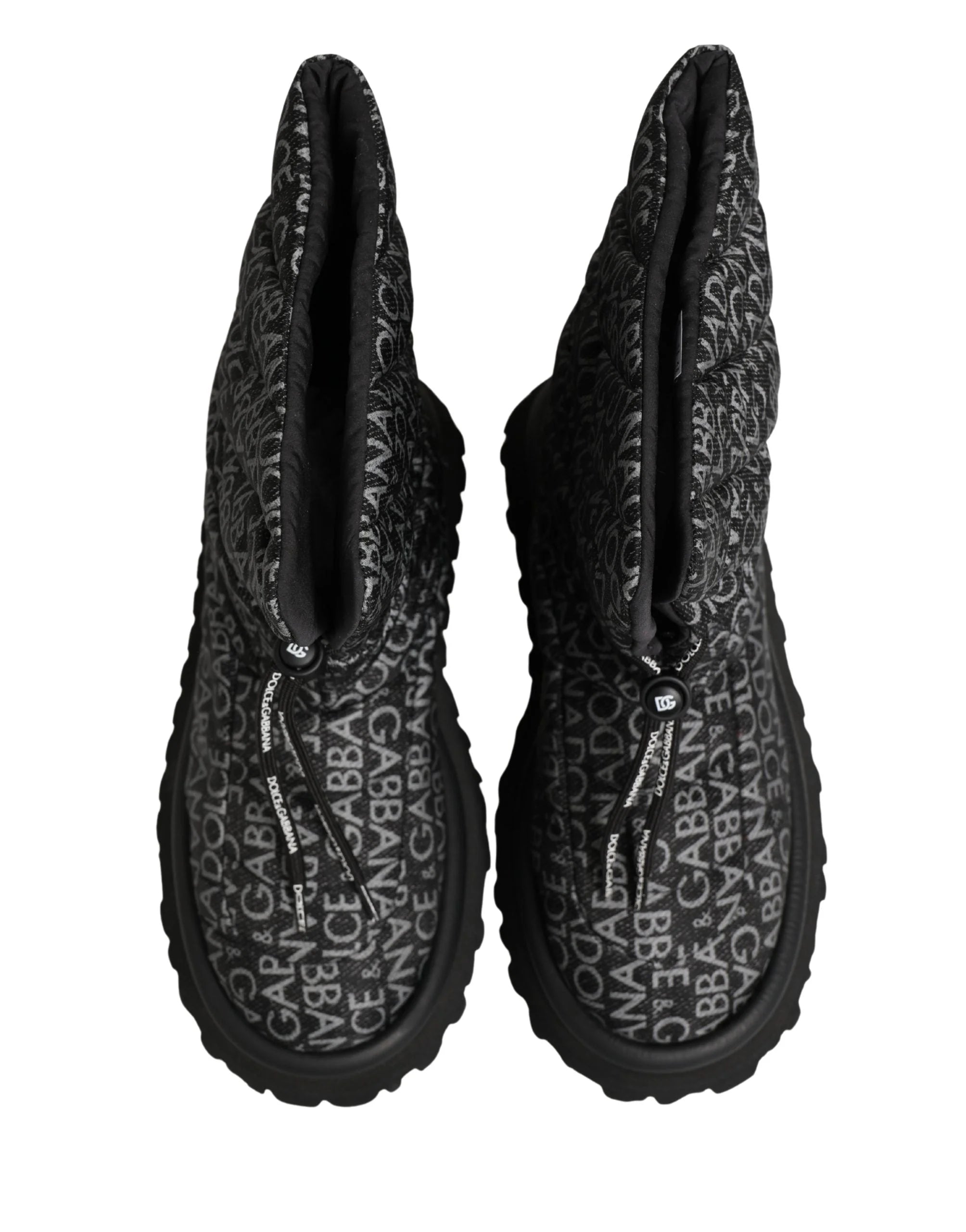Dolce & Gabbana Black Logo Print Lace Up Snow Boots Shoes - EU44/US11