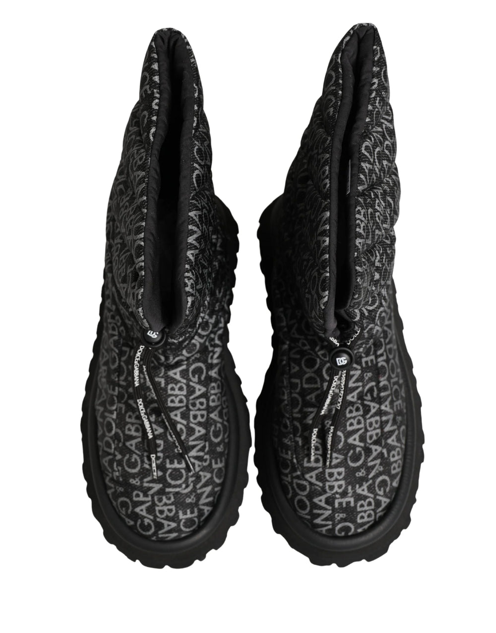 Dolce & Gabbana Black Logo Print Lace Up Snow Boots Shoes - EU44/US11