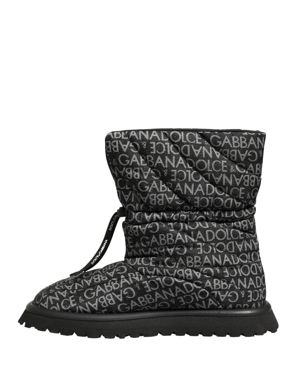 Dolce & Gabbana Black Logo Print Lace Up Snow Boots Shoes - EU44/US11