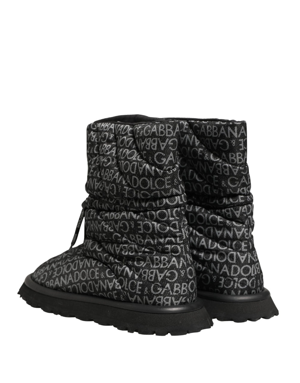 Dolce & Gabbana Black Logo Print Lace Up Snow Boots Shoes - EU44/US11