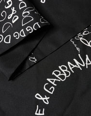 Dolce & Gabbana Black Logo Script Print Sik Foulard 137.5cm X 15cm Scarf