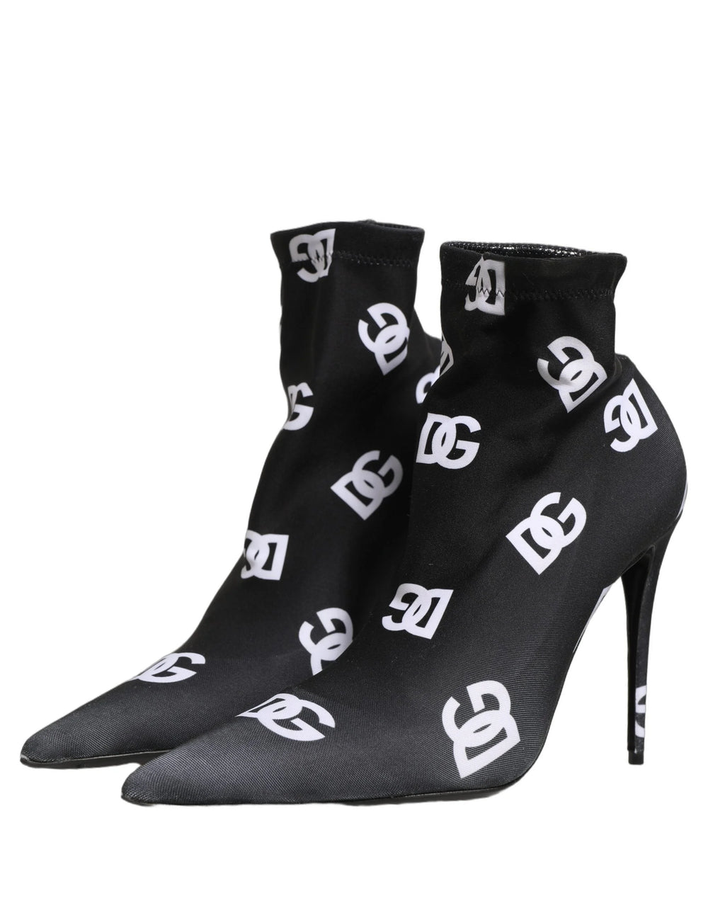 Dolce & Gabbana Black Logo Stretch Heels Ankle Boots Shoes - EU38.5/US8.5