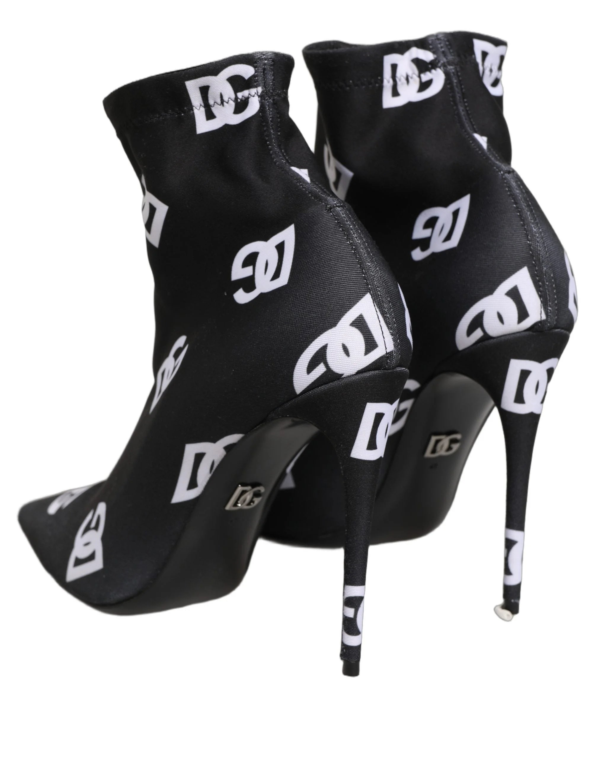Dolce & Gabbana Black Logo Stretch Heels Ankle Boots Shoes - EU38.5/US8.5