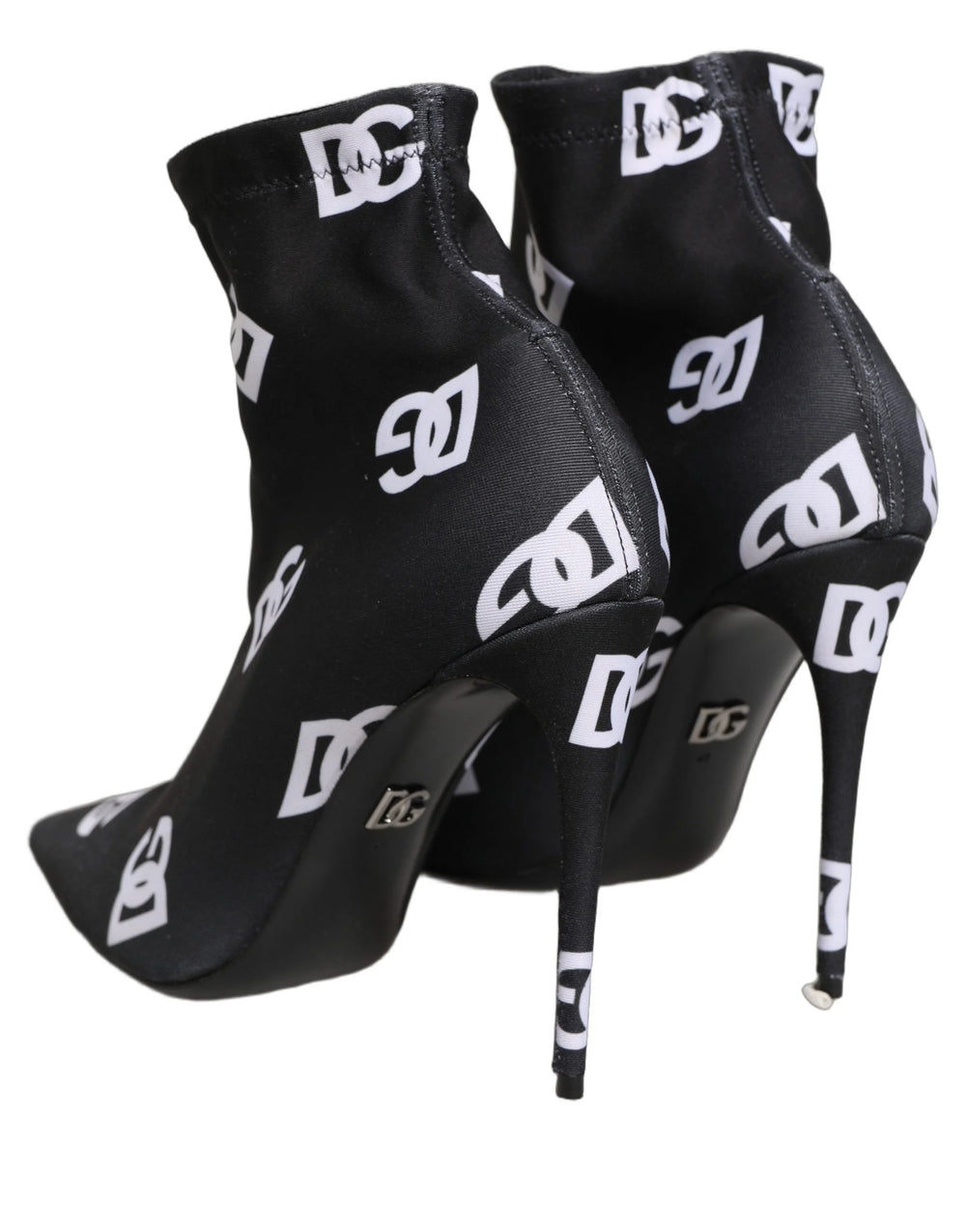 Dolce & Gabbana Black Logo Stretch Heels Ankle Boots Shoes - EU38.5/US8.5