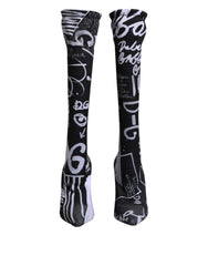 Dolce & Gabbana Black Logo Stretch Heels High Boots Shoes - EU36/US6 - Boots
