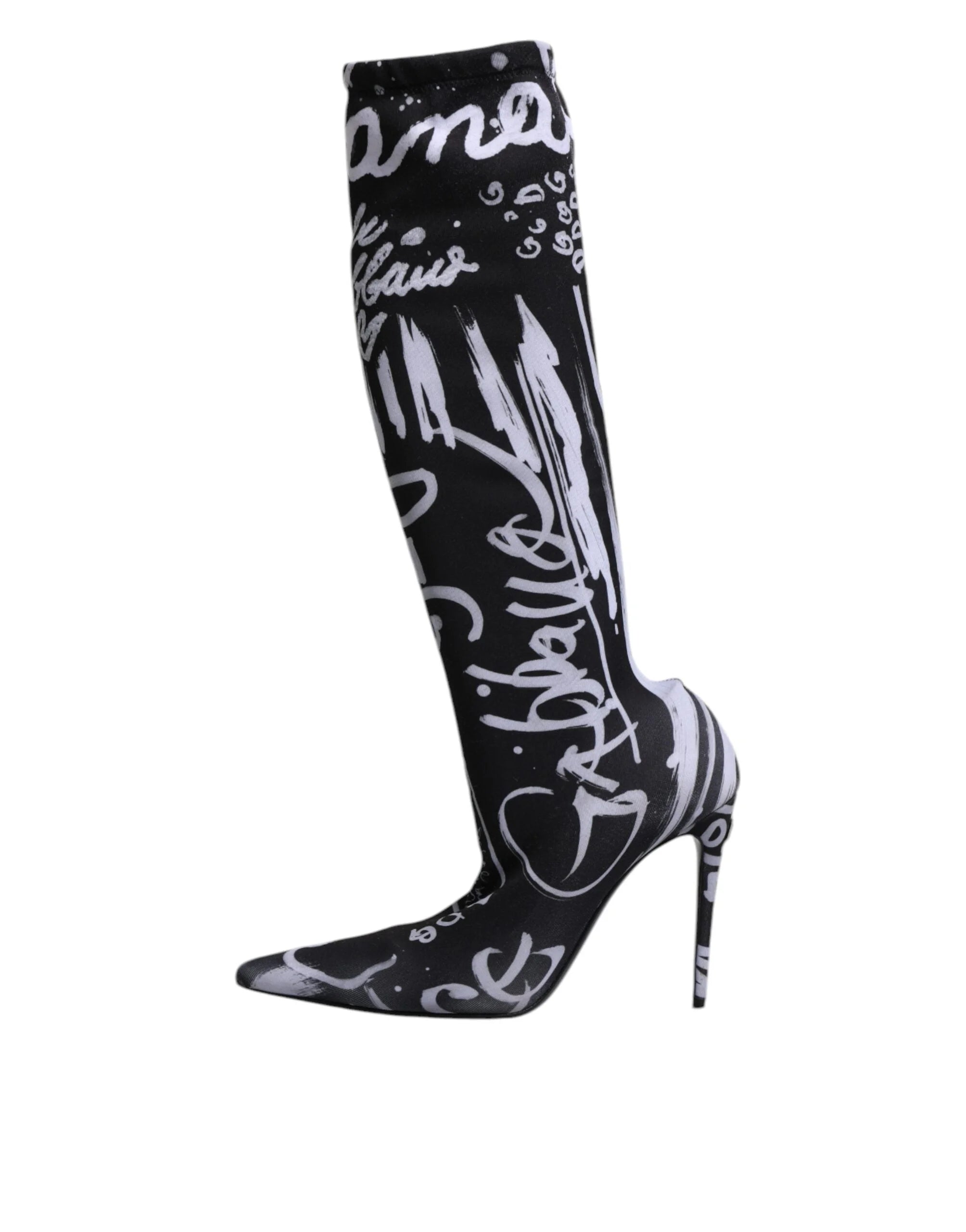 Dolce & Gabbana Black Logo Stretch Heels High Boots Shoes - EU36/US6