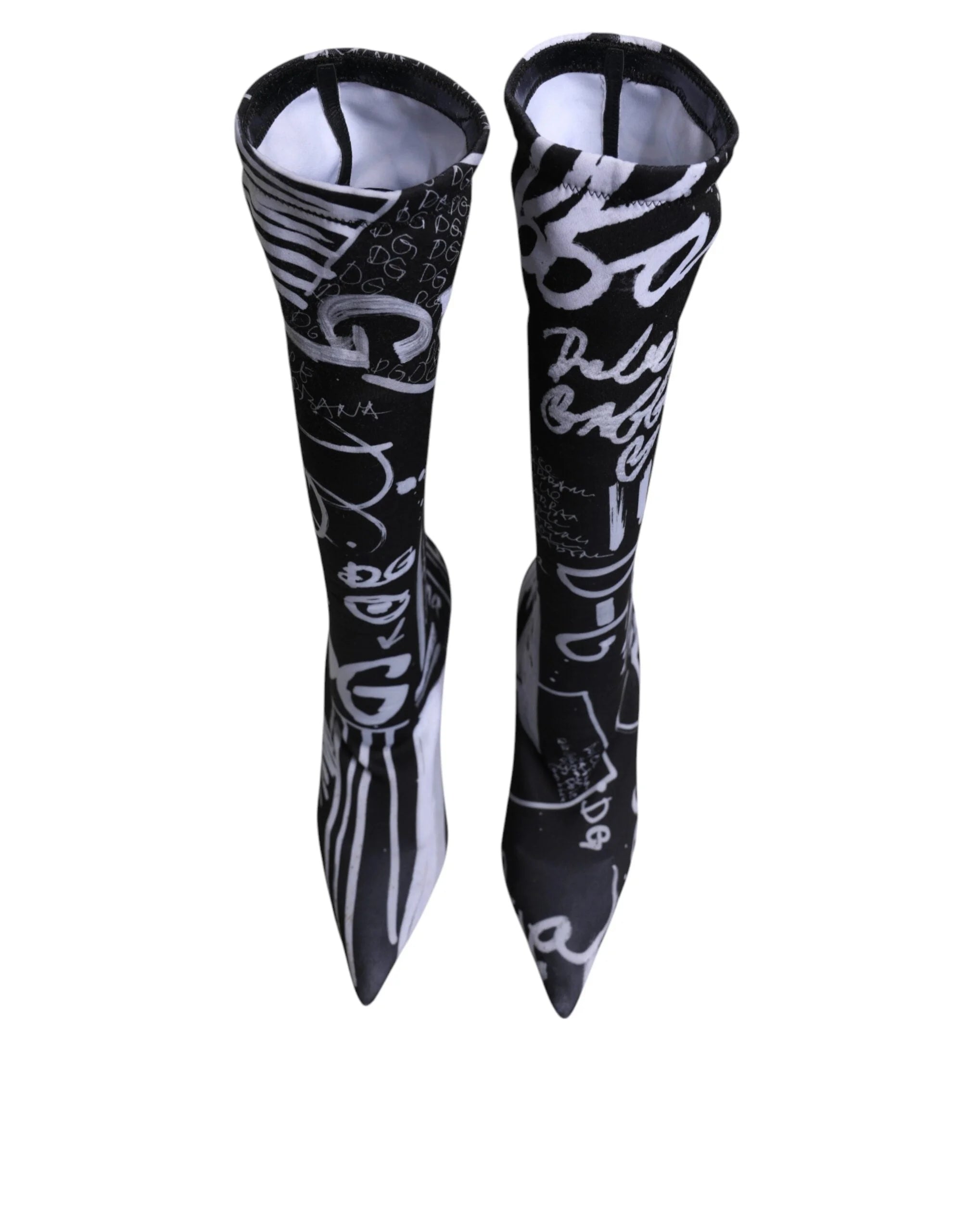 Dolce & Gabbana Black Logo Stretch Heels High Boots Shoes - EU36/US6
